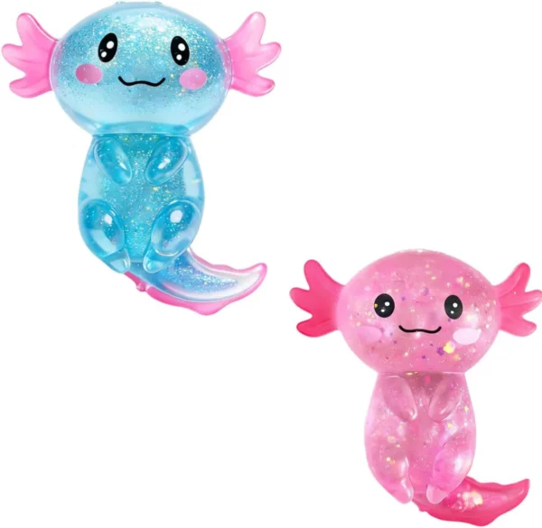Glitter Axolotl Squishy Toy – Silent Stress Relief Fidget