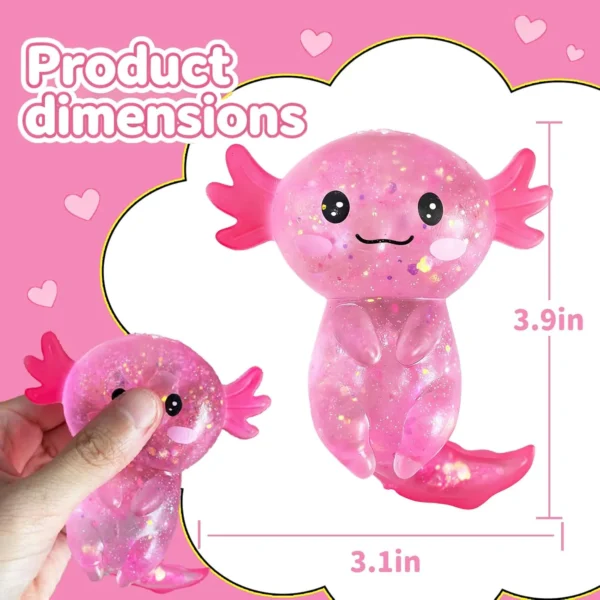 Glitter Axolotl Squishy Toy – Silent Stress Relief Fidget
