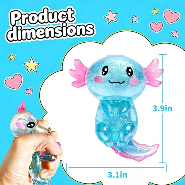 Glitter Axolotl Squishy Toy – Silent Stress Relief Fidget