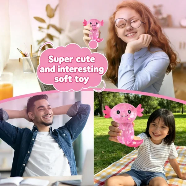 Glitter Axolotl Squishy Toy – Silent Stress Relief Fidget