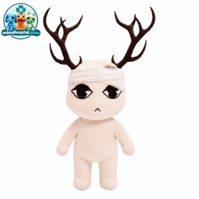 Beige Antlered Anomaly plush with brown antlers