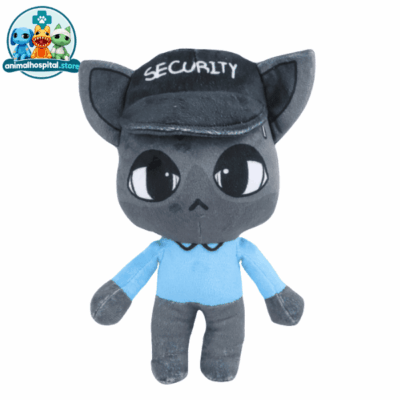 Cute Security Security plush cat in a light blue security uniform