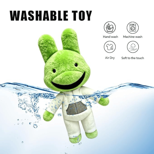 Green intern plush toy with white shirt and grey pocket. Animal hospital anomaly game plush toy roblox