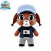 Liz brown dog plush in a blue cap with a camera