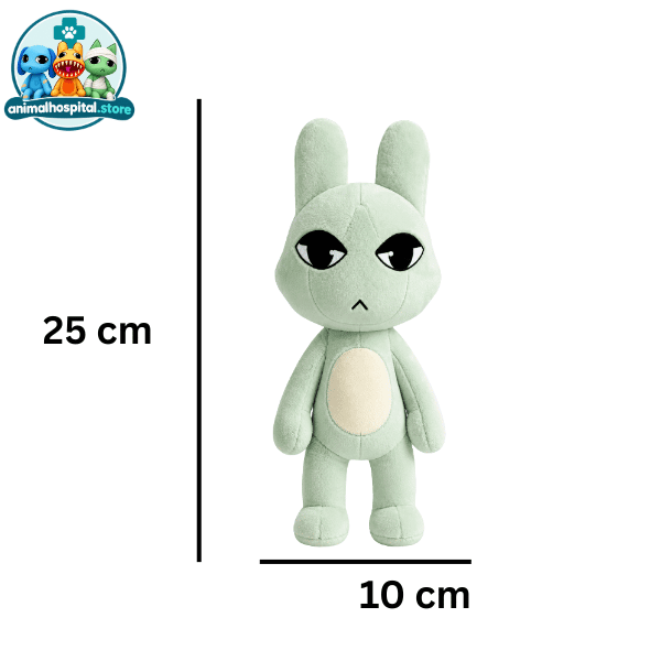 Lobby Bunny light green plush toy on display
