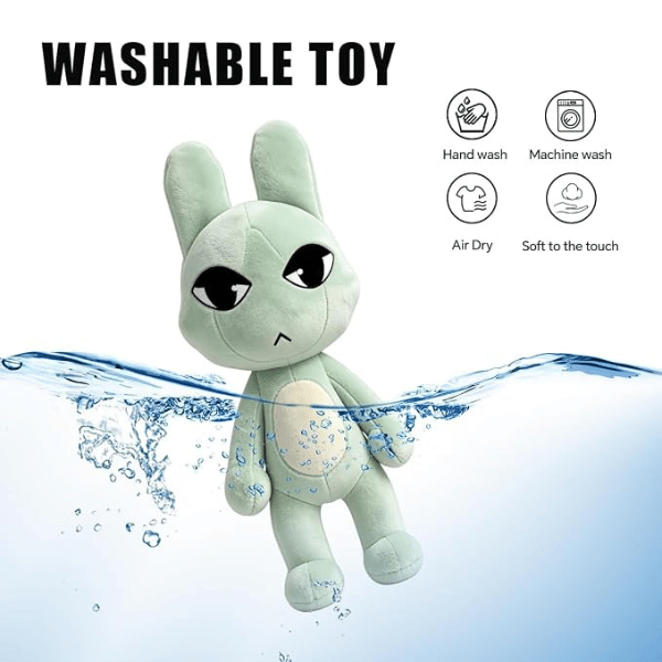 Lobby Bunny light green plush toy on display