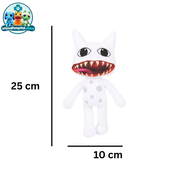 Mimic (2) Mimic plush toy with a wide red toothy grin on a shelf