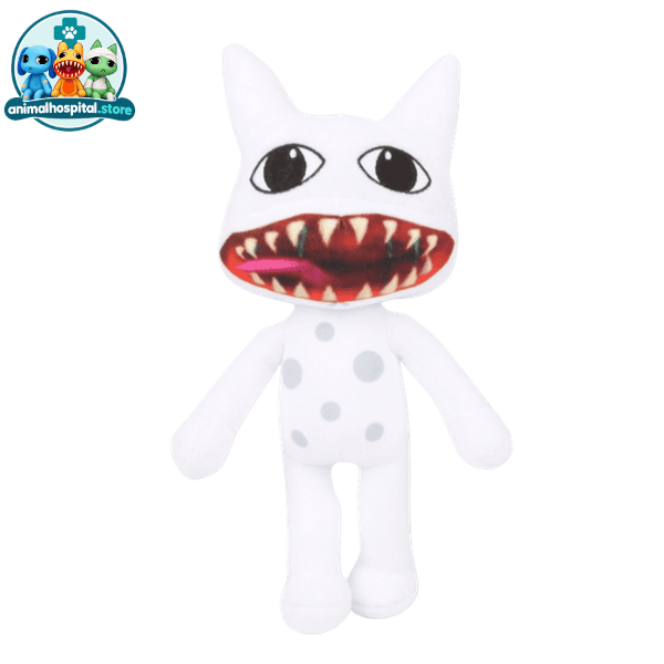 Mimic Mimic plush toy with a wide red toothy grin on a shelf