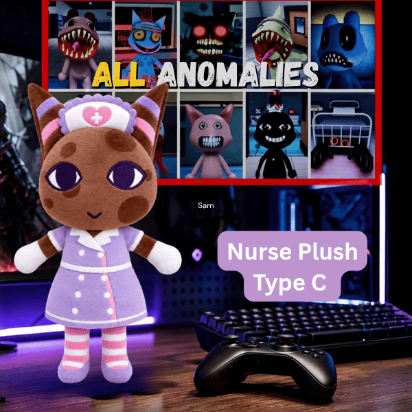 Nurse Plush Type C brown cat plush in nurse dress