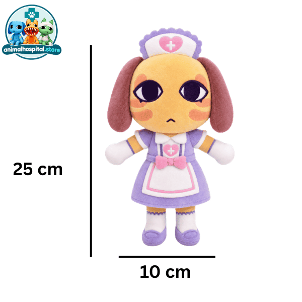 Nurse Plush Type D dog plush in pink-and-white nurse dress and cap