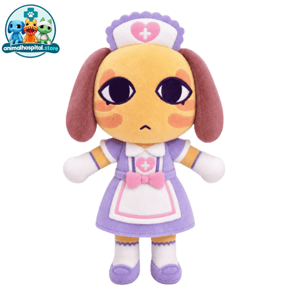 Nurse Plush Type D dog plush in pink-and-white nurse dress and cap