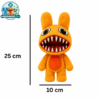 Orange Fang Anomaly orange rabbit plush with a toothy grin