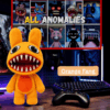 Orange Fang Anomaly orange rabbit plush with a toothy grin