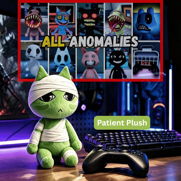 Patient Plush Type C green cat plush with bandages