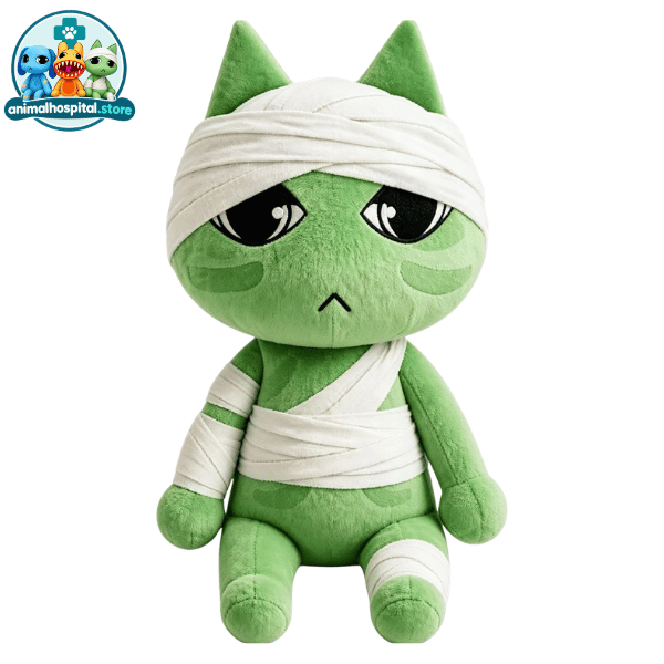 Patient Plush Type C green cat plush with bandages