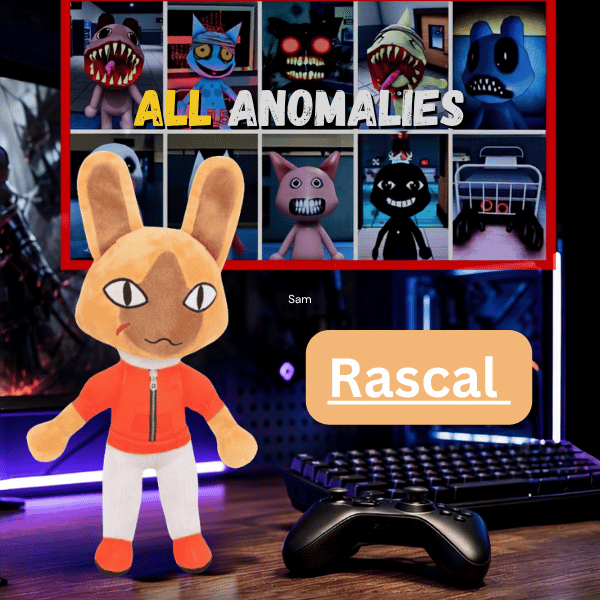 Rascal (4) Rascal the orange monkey plush in an orange jacket