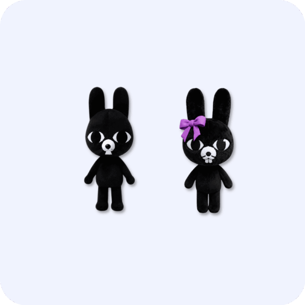 Ratthew And Rattina plush set with purple bow companion