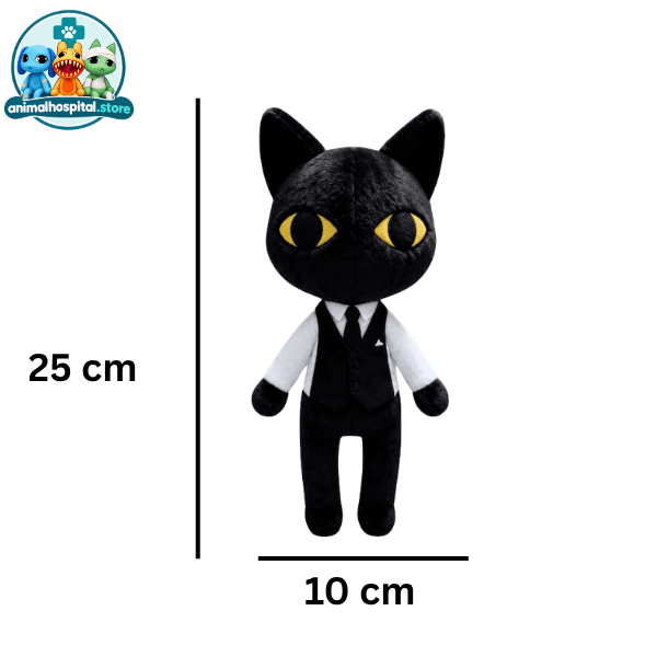 Secret Agent black cat plush in a suit and tie