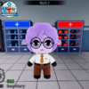 Secretary Plush Type B with purple curly hair and glasses