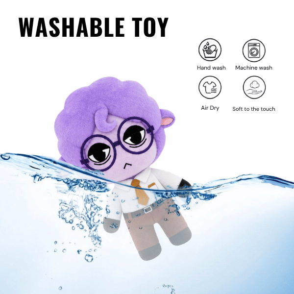 Secretary Plush Type B with purple curly hair and glasses