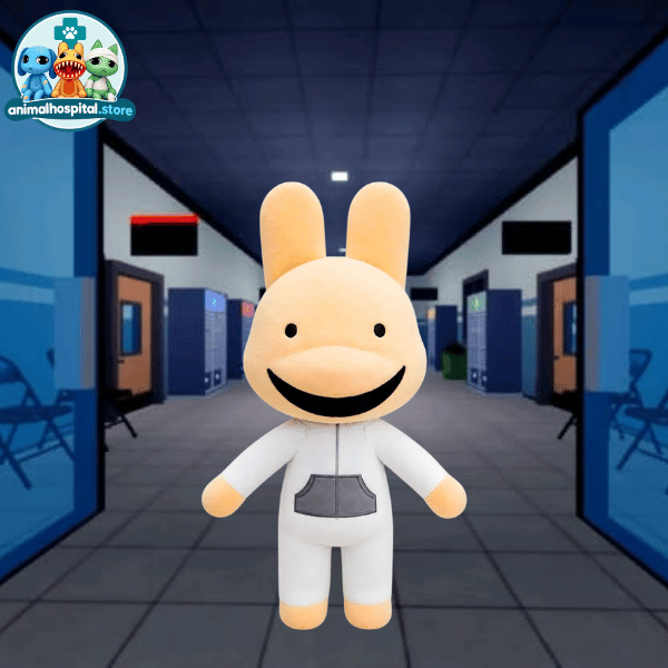 Intern yellow rabbit plush with grey pocket plush