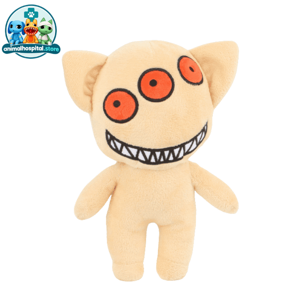 Tree Eye plush toy with several orange eyes and a toothy grin