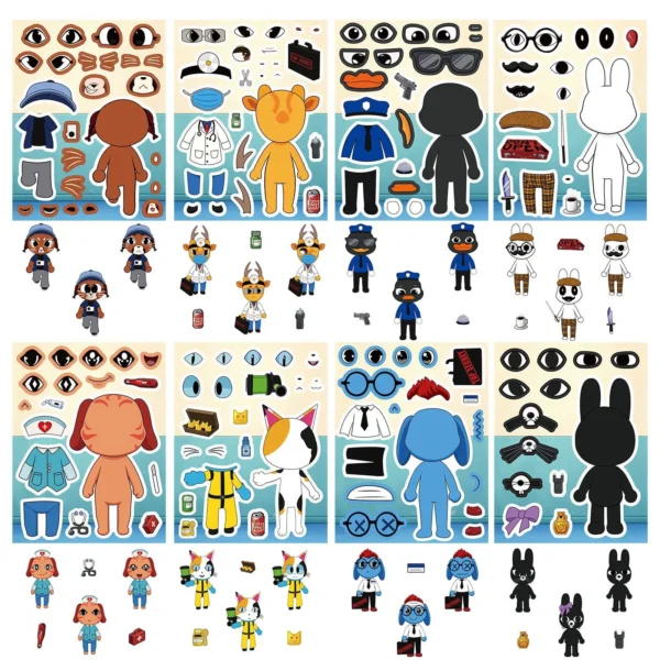 Horror animal make-a-face sticker sheets, 16 pack (2/7) Animal hospital horror make-a-face sticker sheets — Image 2 of 7