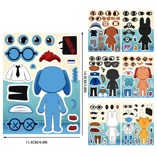 Horror animal make-a-face sticker sheets, 16 pack (3/7) Animal hospital horror make-a-face sticker sheets — Image 3 of 7